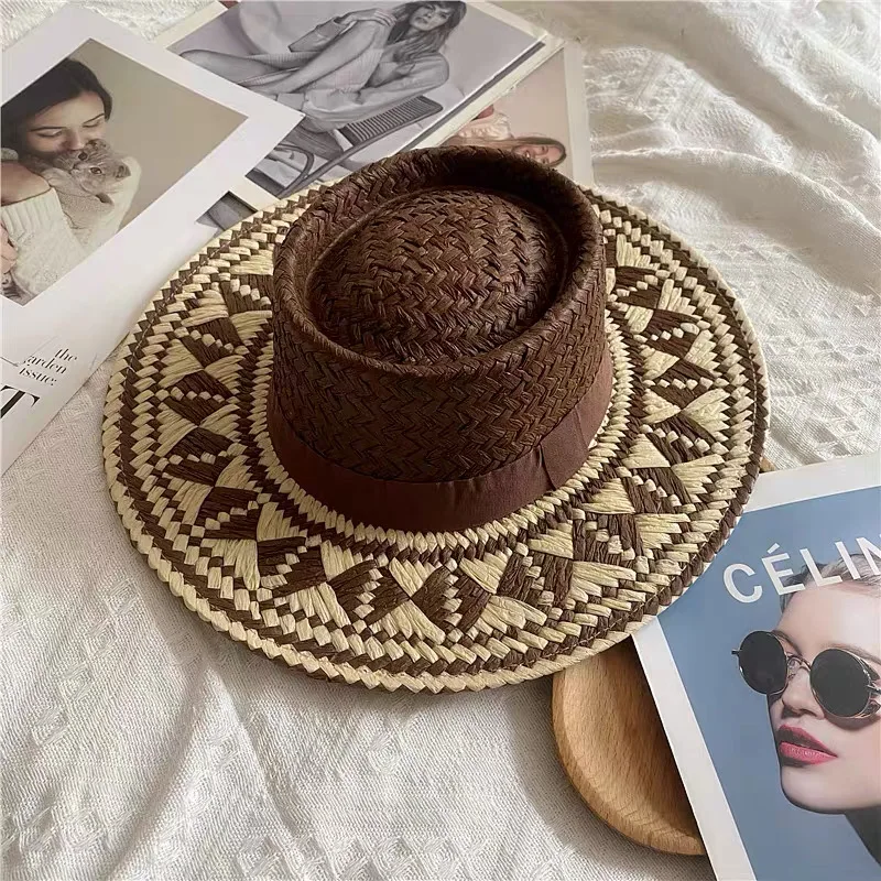 Vintage Mode Sommer Boho Stil Casual handgemachte breite Krempe Sonnenhut für Frauen und Männer Caps Urlaub Strand Sonnenhut Designer Hüte – Detail 12