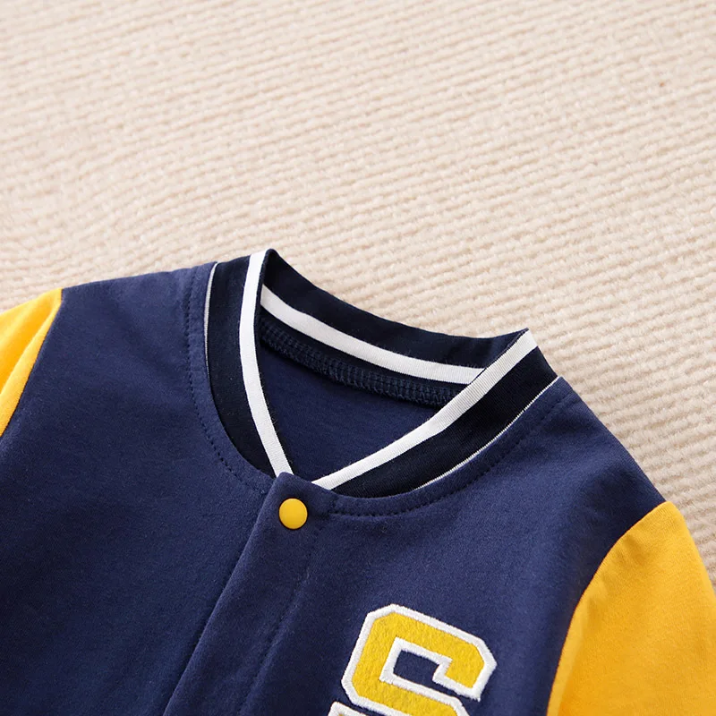 Spring And Autumn Boys And Girls Handsome Baseball Jersey Cotton Comfortable Casual Long Sleeve Baby Bodysuit