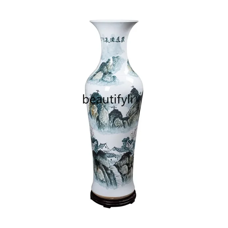 Ceramic Floor Vase Living Room Company Hand-Painted Chinese Extra Large Flower Arrangement Porcelain Bottle Decoration