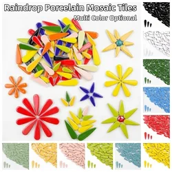 100g/3.5oz Water Droplet Ceramic Tiles DIY Porcelain Mosaic Tile Raindrops Shape 3 Size Mix Multi Color Optional