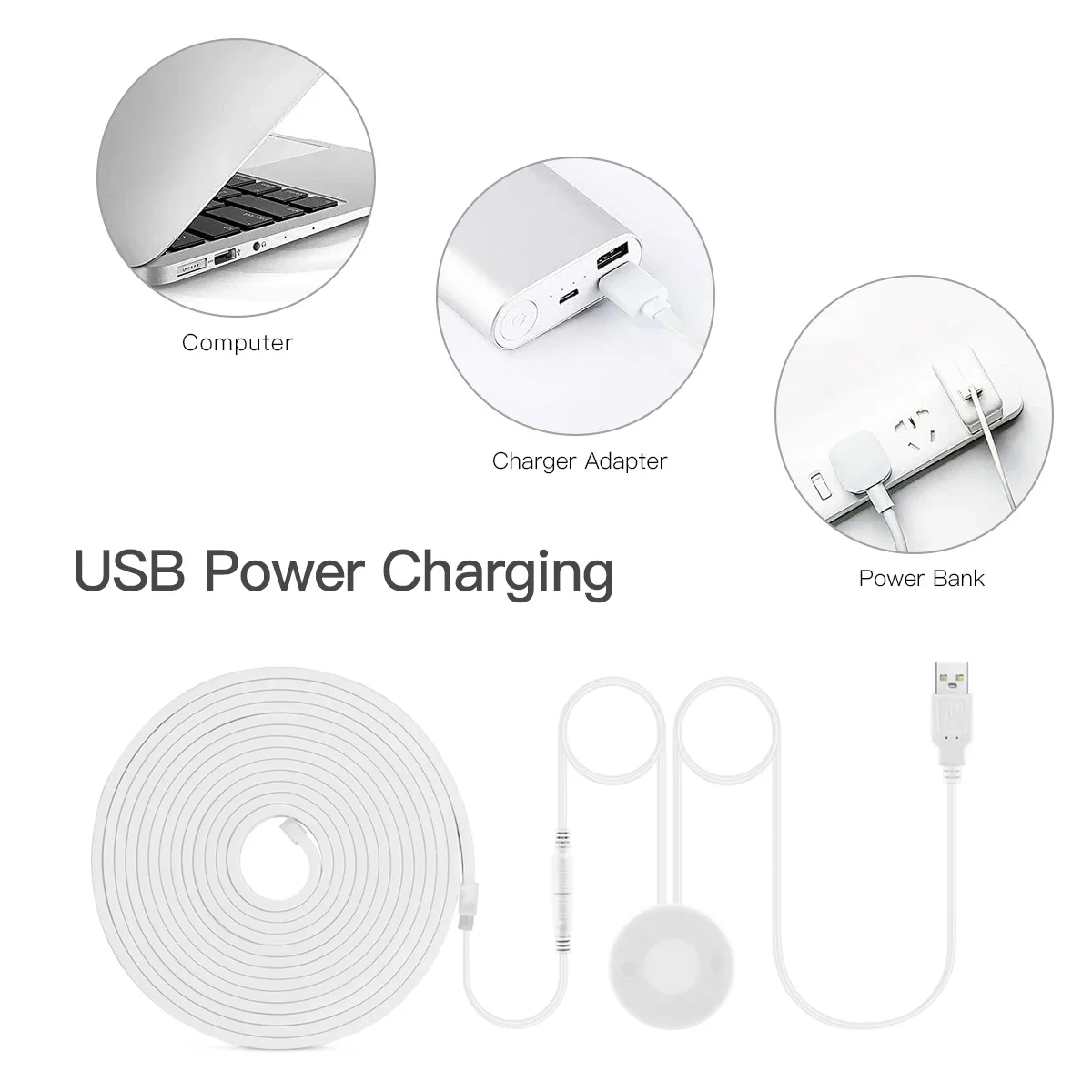 Dimmable Touch/Hand Sweep Switch COB Neon Strip Light 320LEDs/M USB 5V Waterproof For Kitchen Cabinet Makeup Mirror Backlight