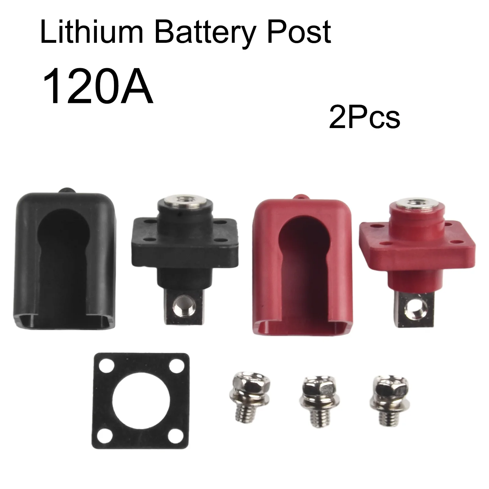 Red Black 120A All-Copper Lithium Battery Energy Storage Terminal Battery Connector Wire Cable Conduit Home Improvement Supplies