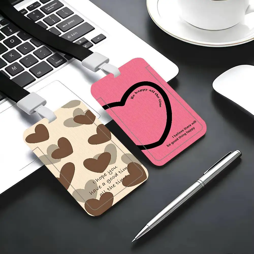 Heart Design ID Card Holder Cute PVC Badge Holder Cartoon Card Cover Student ID Bus Card Case With Clear Window