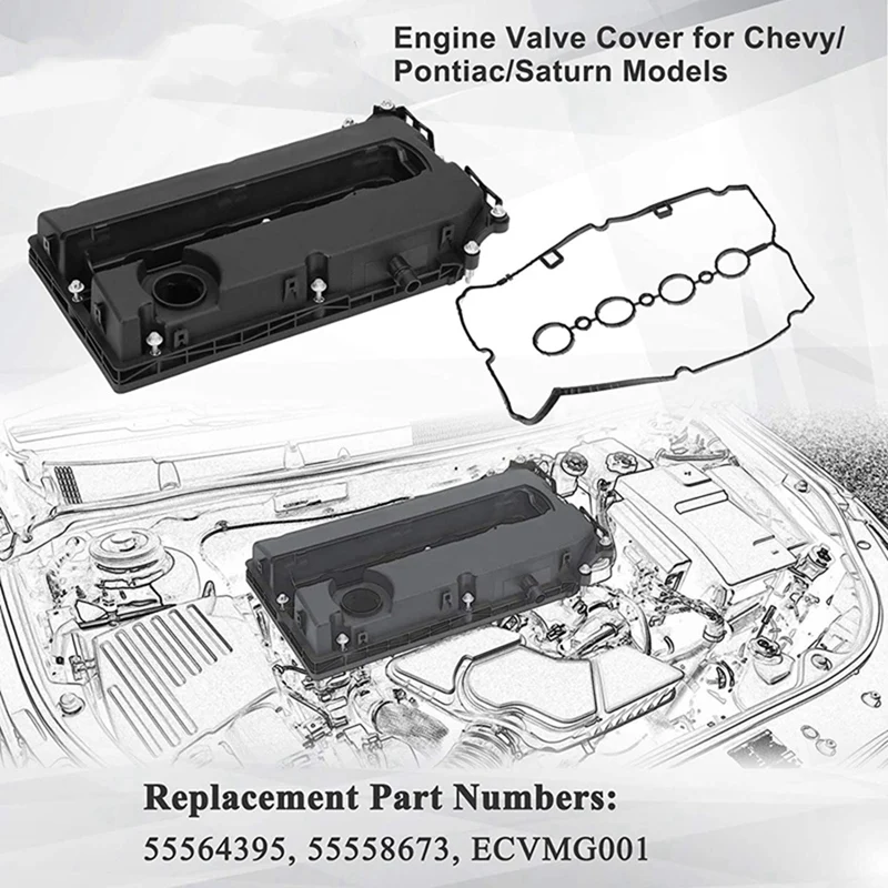 Engine Camshaft Rocker Valve Cover With Gasket Replacement For Chevy Cruze Sonic Aveo 1.6L 1.8L 2009-2015 55564395 55558673