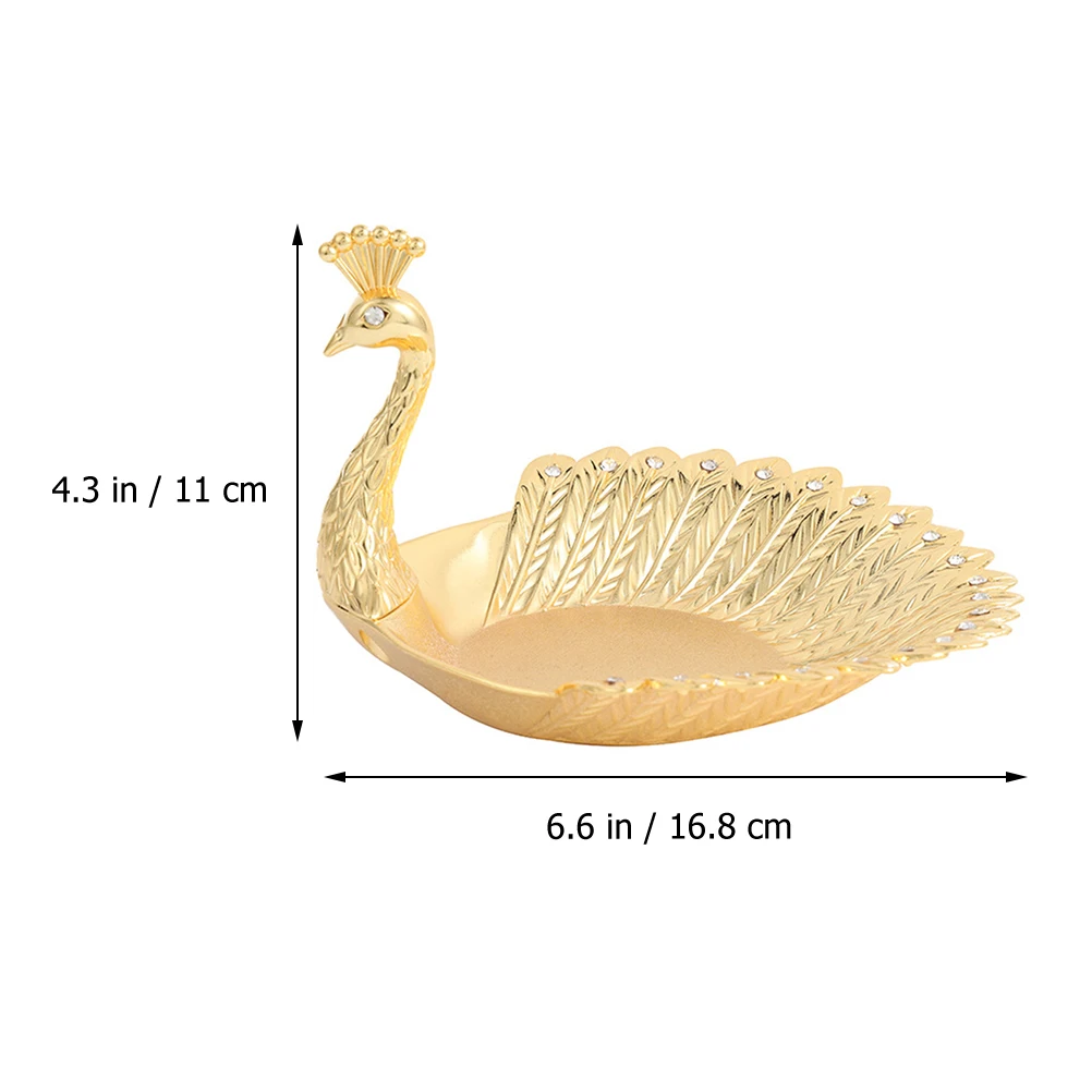 

Golden Fruit Dish Peacocks Shape Zinc Alloy Snack Plate Home Restaurant Decor Luxury Bright Non Fading