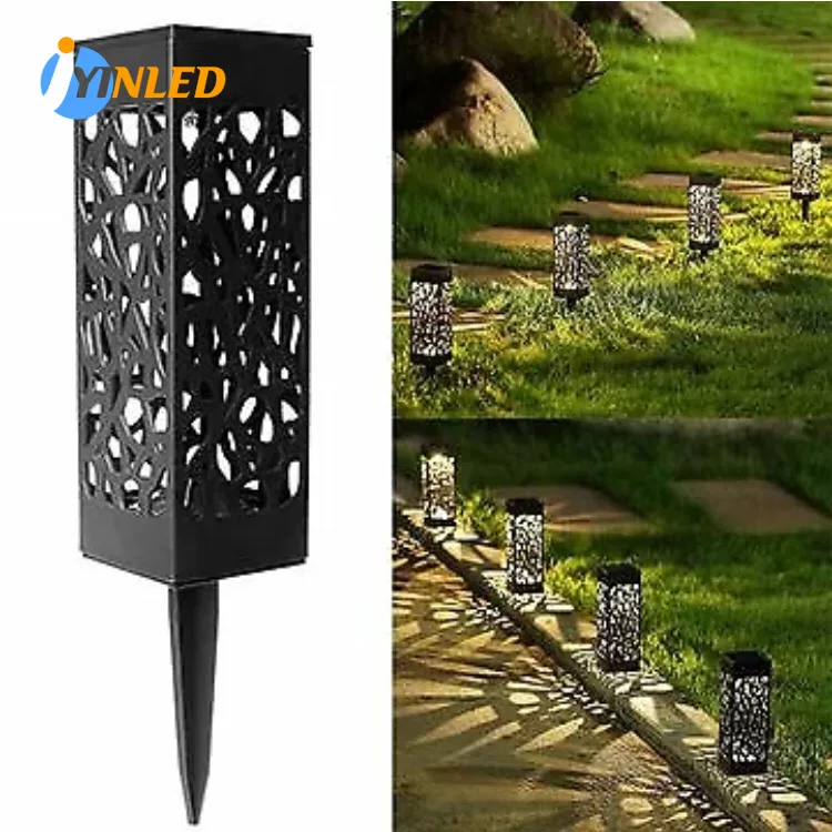 

4pcs Solar Garden Floor Lamp LED Waterproof Hollow Square Lawn Lamp Apply To Garden Pavilion Sidewalk Landscape Solar Lighting