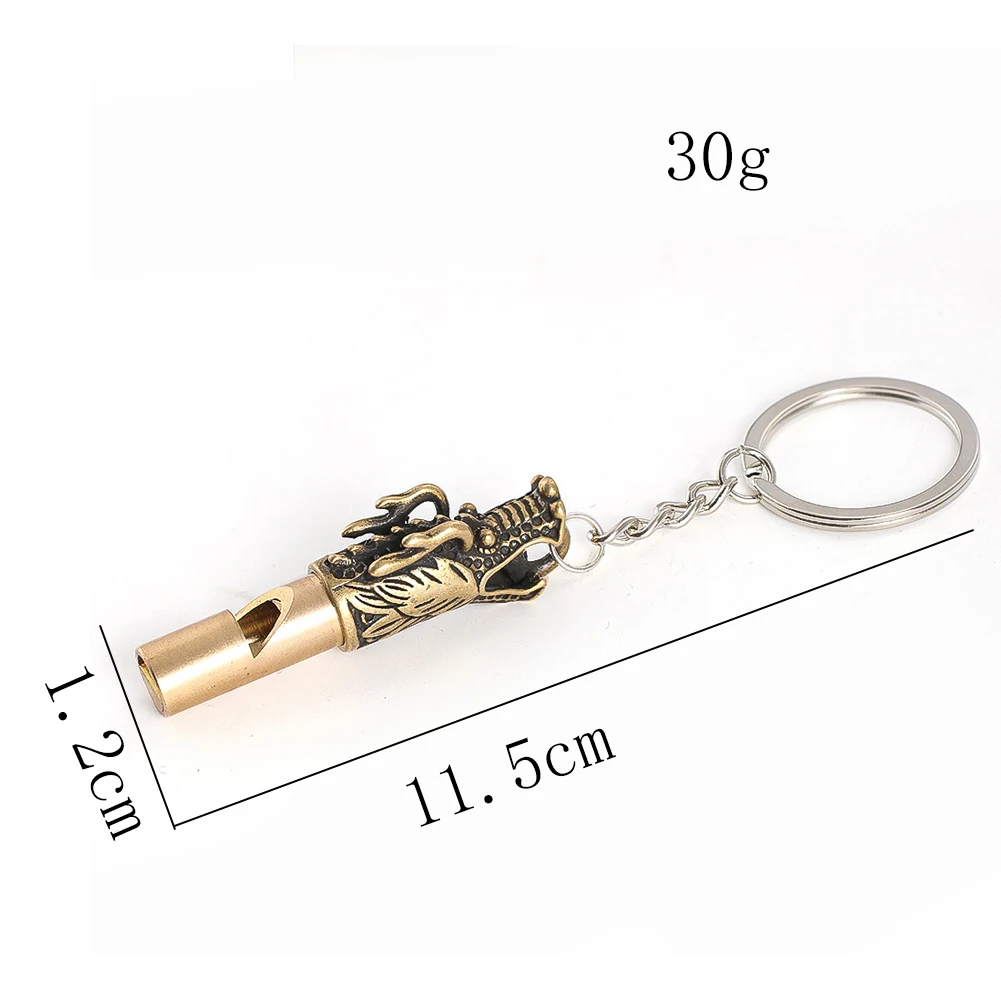 Chinese Style Gold Dragon Head Keychain Brass Whistle Mini Pendant Signify Good Luck and Prosperity Holiday Gifts