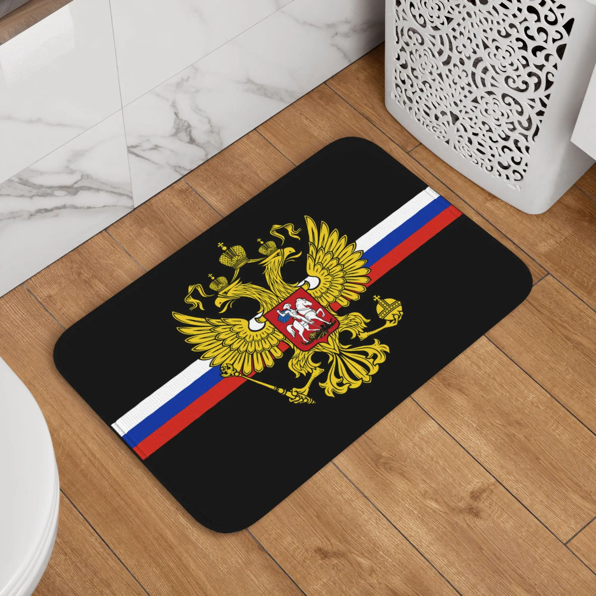 Custom Coat of arms of Russia Doormat Anti-Slip Entrance Kitchen Bath Door Floor Mat Russian Flag Living Room Rug Carpet Footpad
