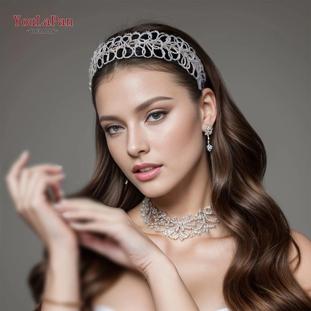 TOPQUEEN Beaded Flowers Headband Bridal Wedding Hair Accessories Handmade Beads Headwear Fashion Woman Party Hair Hoops HP583