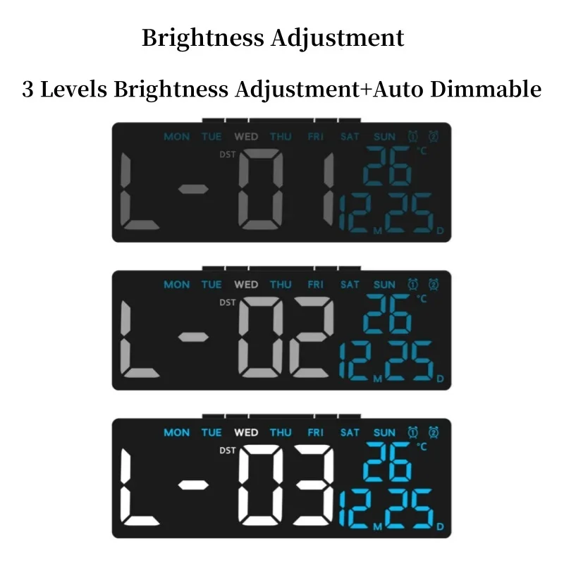 USB Powered Digital Alarm Clock TEMP Date Week Dual Alarm Timing Countdown Snooze Table Clock Auto Dimmable 12/24H DST LED Clock