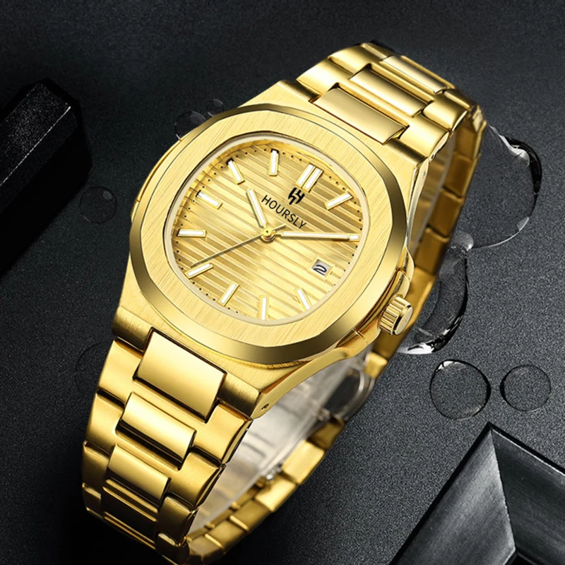 Men Gold Wrist Watches Top Brand Luxury Stainless Steel Band Male Clock 2024 Men Quartz Watch Fashion Dropship relogio masculino