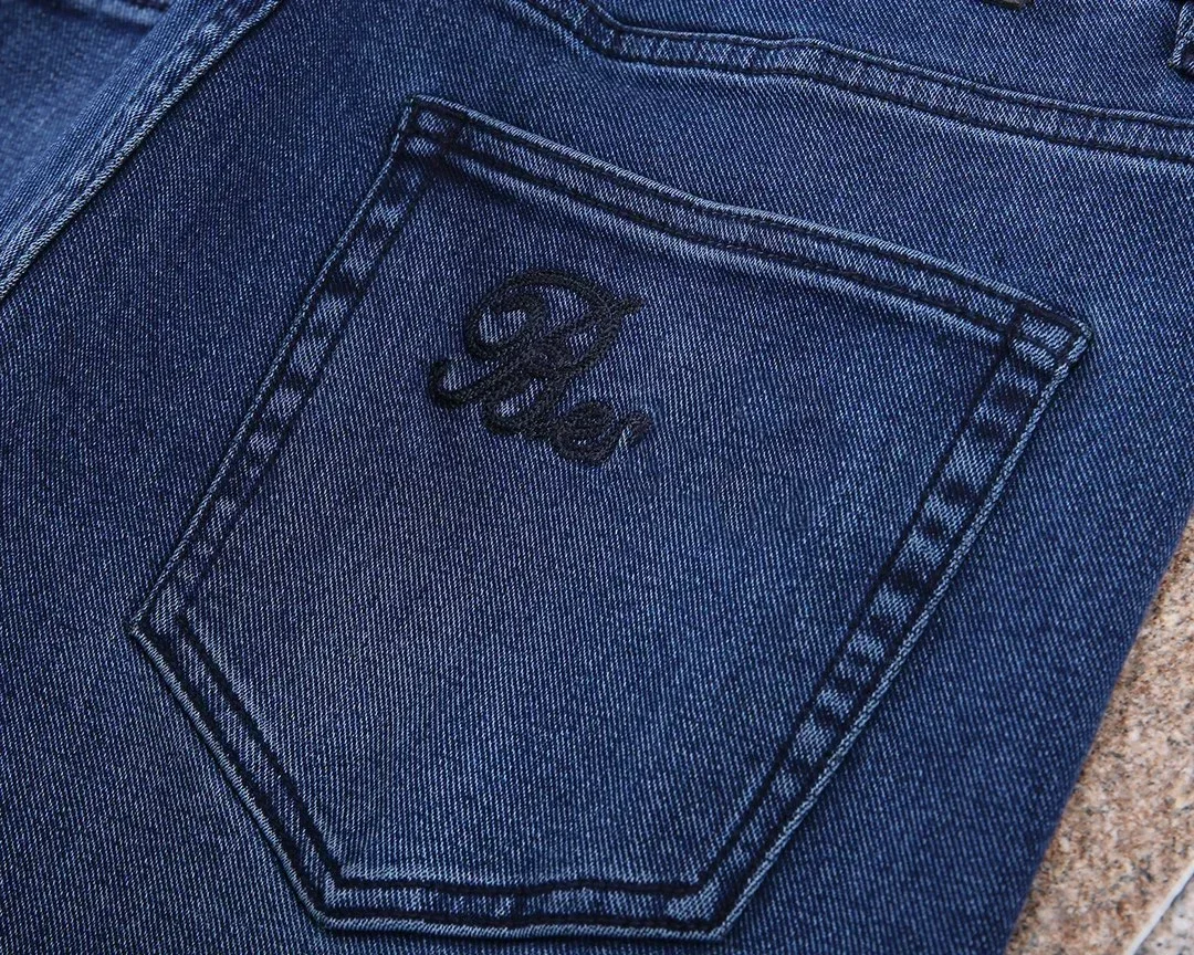 BLLIYOSS 1895 청바지 남성 2024 새로운 편안한 캐주얼 탄성 스트레이트 롱 바지 유럽 가죽 라벨 고품질 올드 머니