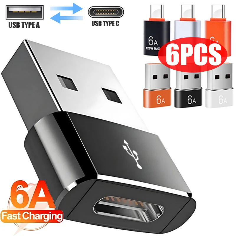 6A USB A To Type C OTG Adapter USB USB-C Male To Type-c Female Charger Converter For Macbook Xiaomi OTG Connector Data Transfer