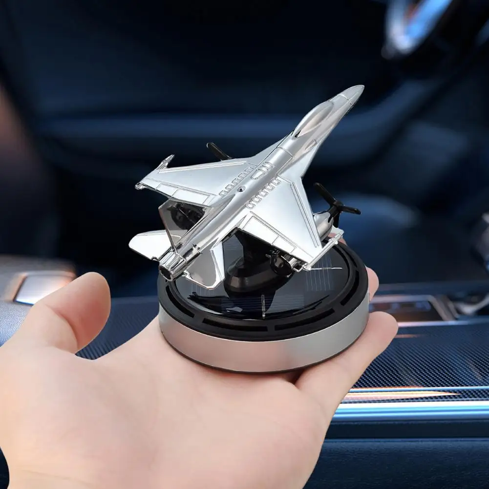 Car Aromatherapy Air Freshener with 54 Dispersing Holes Solar-Powered Fighter Jet Essential Oil Diffuser Dashboard Decoration