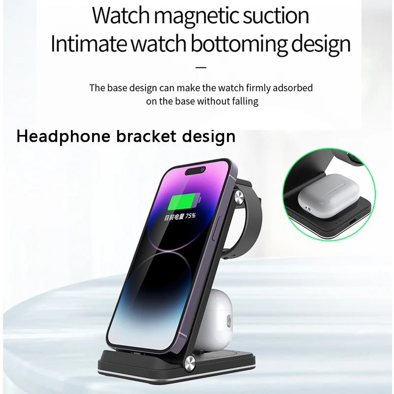 3 in 1 Wireless Charger Stand for Samsung S23 Ultra/S22/Note Z Flip Fold Fast Charging Station for Galaxy Watch 5 4 Active Buds