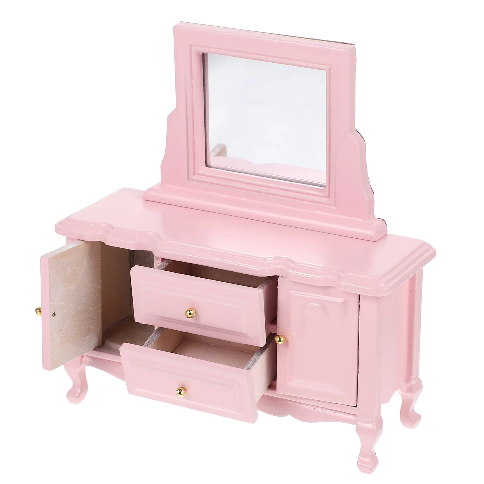 

Миниатюрный деревянный туалетный столик: элегантная качественная мебель для микроландшафта, идеально подходит для декора мини-домов и спален