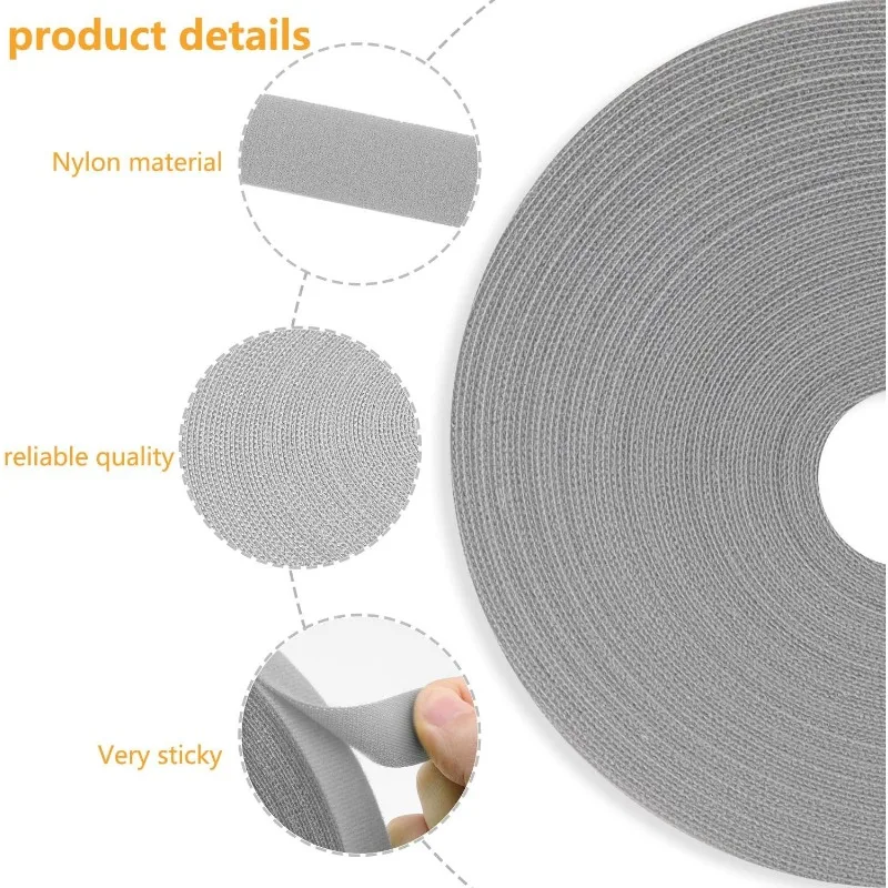 Cable Organizer Cable Tie Reusable Cable Ties 5M Adjustable Cord Organizer for Tangle Free Cable Management Wire Management Tape