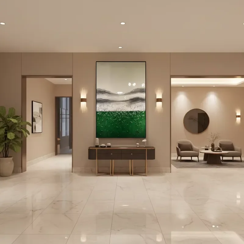 Pintura de Parede Decorativa de Alta Qualidade em Porcelana Cristal com Estampa de Pedra Verde e Design Minimalista Moderno para Decoração de Casa