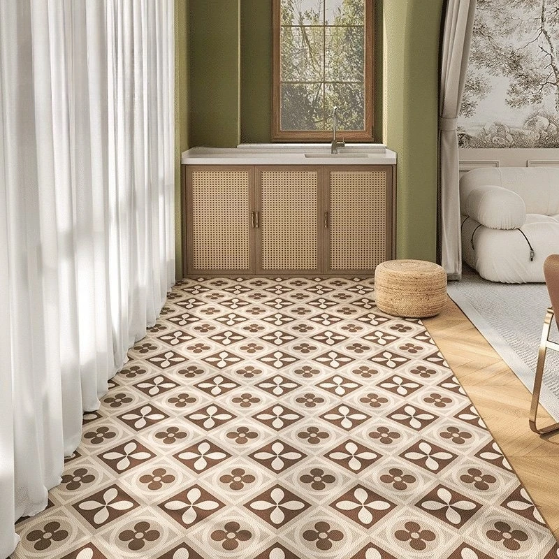 Minimalist Nordic Style Balcony PVC Leather Anti-slip Floor Mat Kitchen Foot Mats Oil-proof Dirt-resistant Carpet Easy Clean Rug