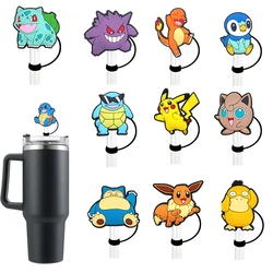 1-11pcs Pokemon Straw Cover Cap 10MM Drink Straw Plug Reusable Splash Proof Drinking Fit Cup Straw Cap Charms Pendant