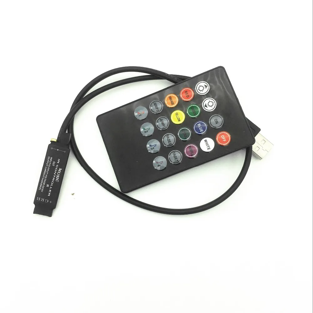 

5pcs 5V Music IR Controller 20 Keys 6A 3*2A Black Voice Sound Sensor Remote Practical Home Party For usb 5050 3528 RGB 5V Strip