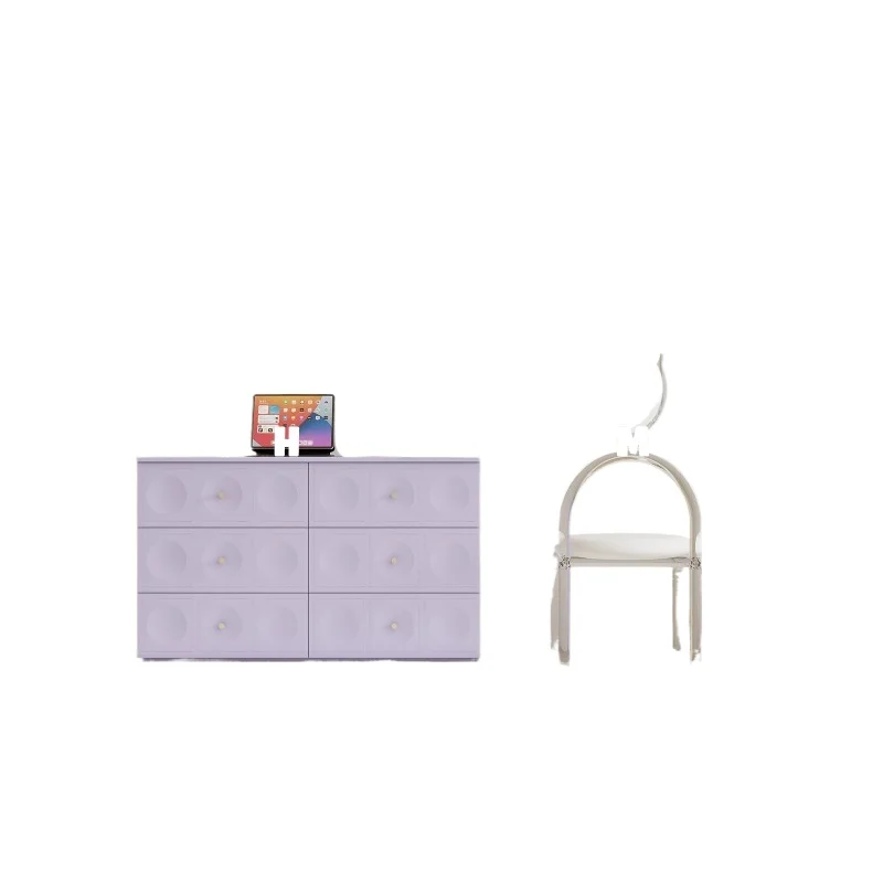 

Dresser chest integrated cream style desk household solid wood small apartment corner purple bedroom table