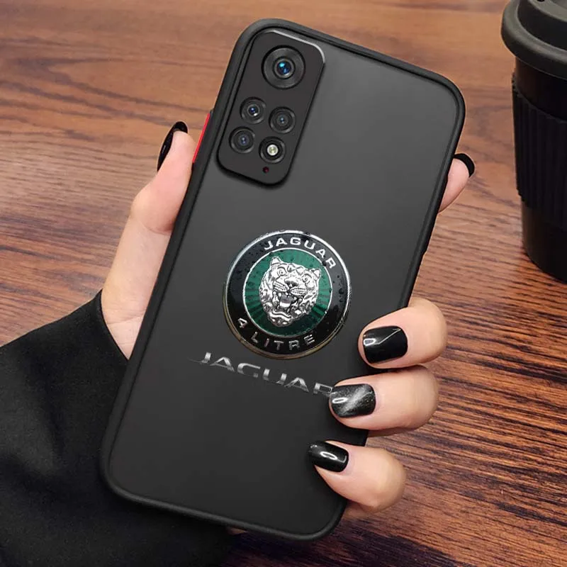 J-Jaguar Car Cool Logo Luxury For Xiaomi Redmi Note 13R 13 12 12S 11 12T 11S 11E 11T 10 Pro Plus Frosted Translucent Phone Case