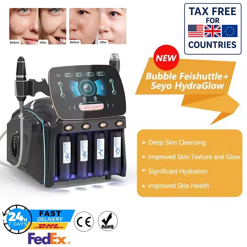 NUEVO 360 °   Espiral al vacío limpieza de profundidad Super burbuja hidrodermoabrasión cuidado de la piel Facial Lifting Aqua Peeling máquina Facial