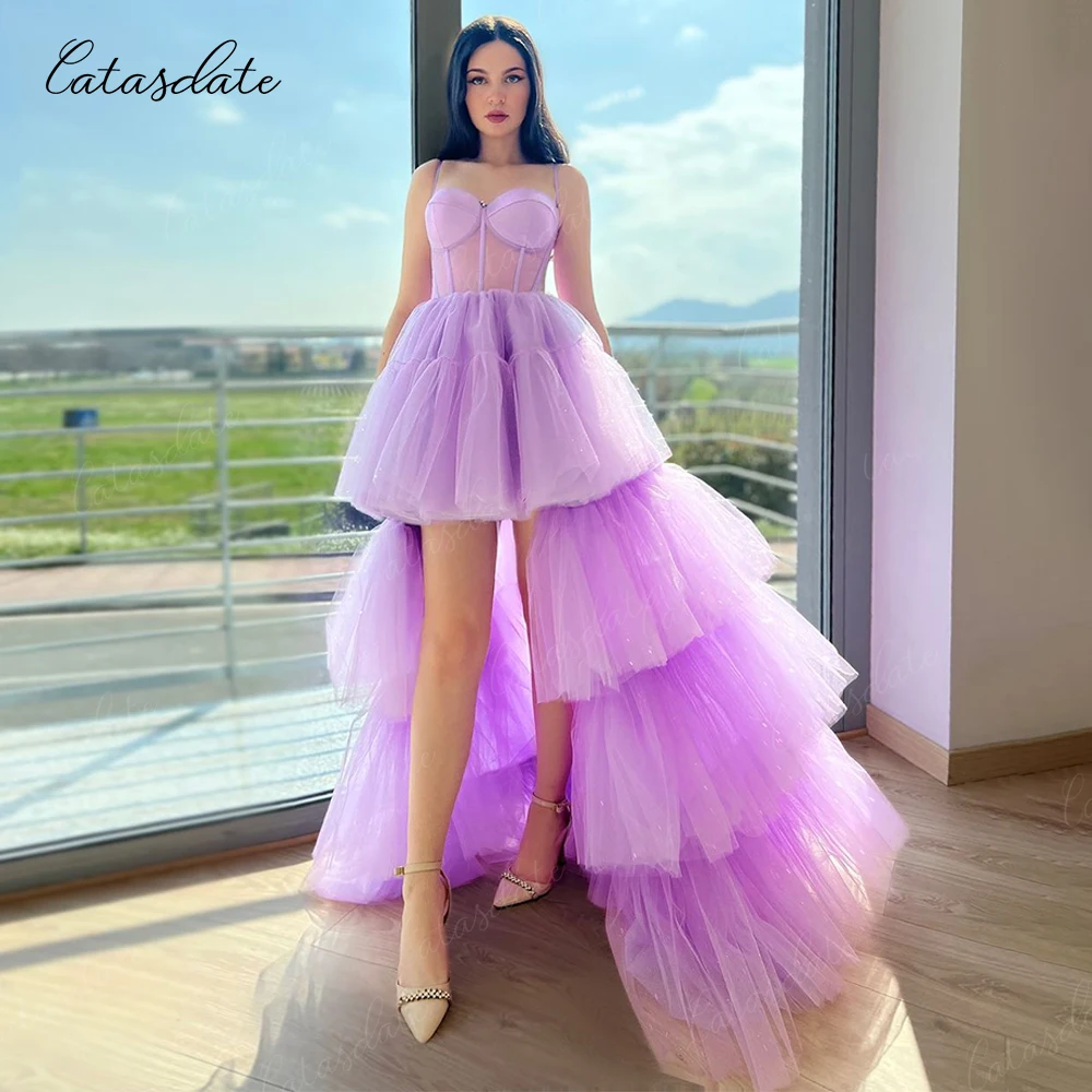 Catasdate vestido de fiesta alto y bajo 2025 vestido de fiesta con cordones en la espalda para mujer vestido Formal de fiesta de cumpleaños vestidos de cóctel