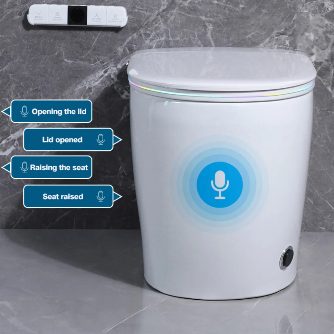 وعاء مرحاض سيراميك ذكي حديث، مقعد مرحاض ذكي مثبت على الأرض مع جهاز تحكم عن بعد لحمام الفندق
