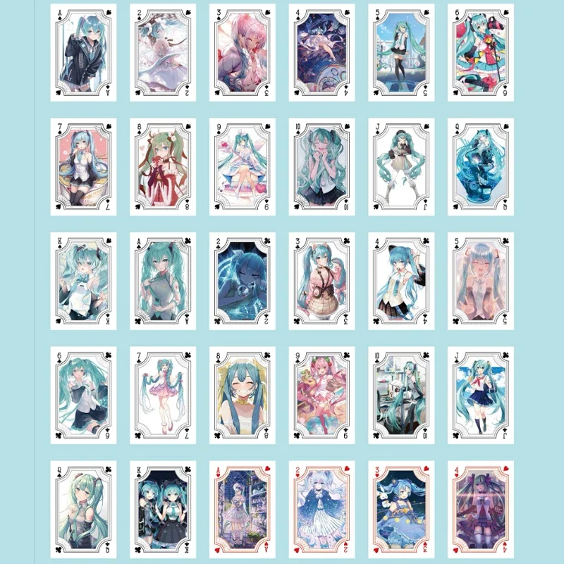 Cartas LOMO de póker de Anime Hatsune Miku, cartas de juego de escritorio, cantante Virtual, colección de imágenes lindas, regalo para fanáticos de la princesa, 54 hojas