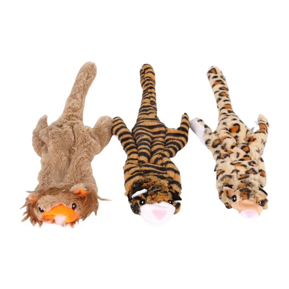 Long Plush Animal Shape Cat Toy Lion Tiger Leopard Design Soft Squeaky Free Handheld Interactive Pet Play Stick for Indoor Cats