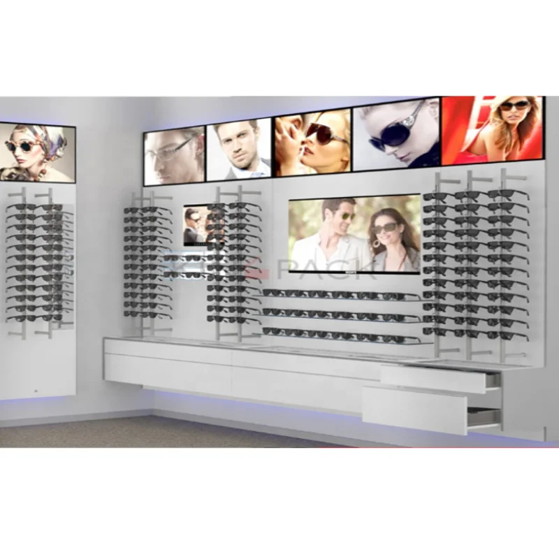 

Custom. Sunglasses display optical shop interior furniture design eyeglass showcase