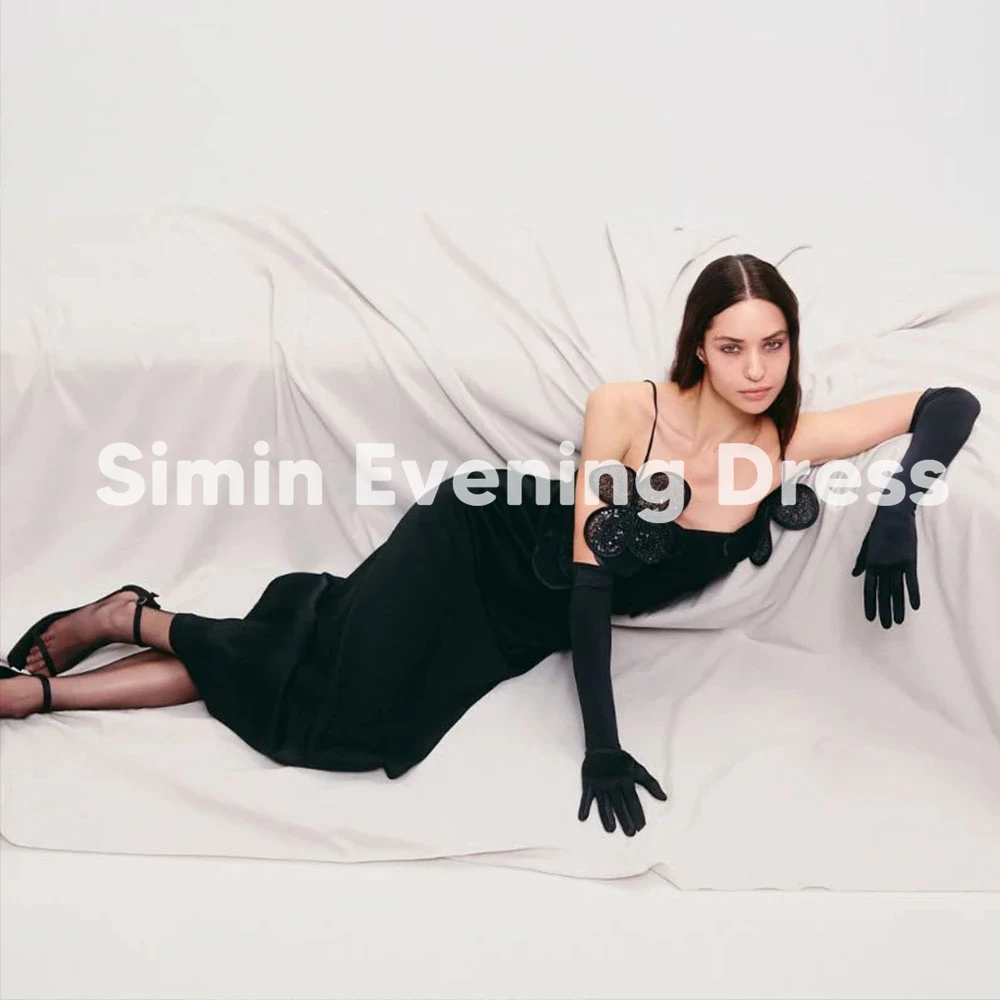 

Simin женские вечерние платья на тонких бретельках с 3D цветами в Саудовской Аравии без рукавов с перчатками длиной до щиколотки, вечерние элегантные платья 2025