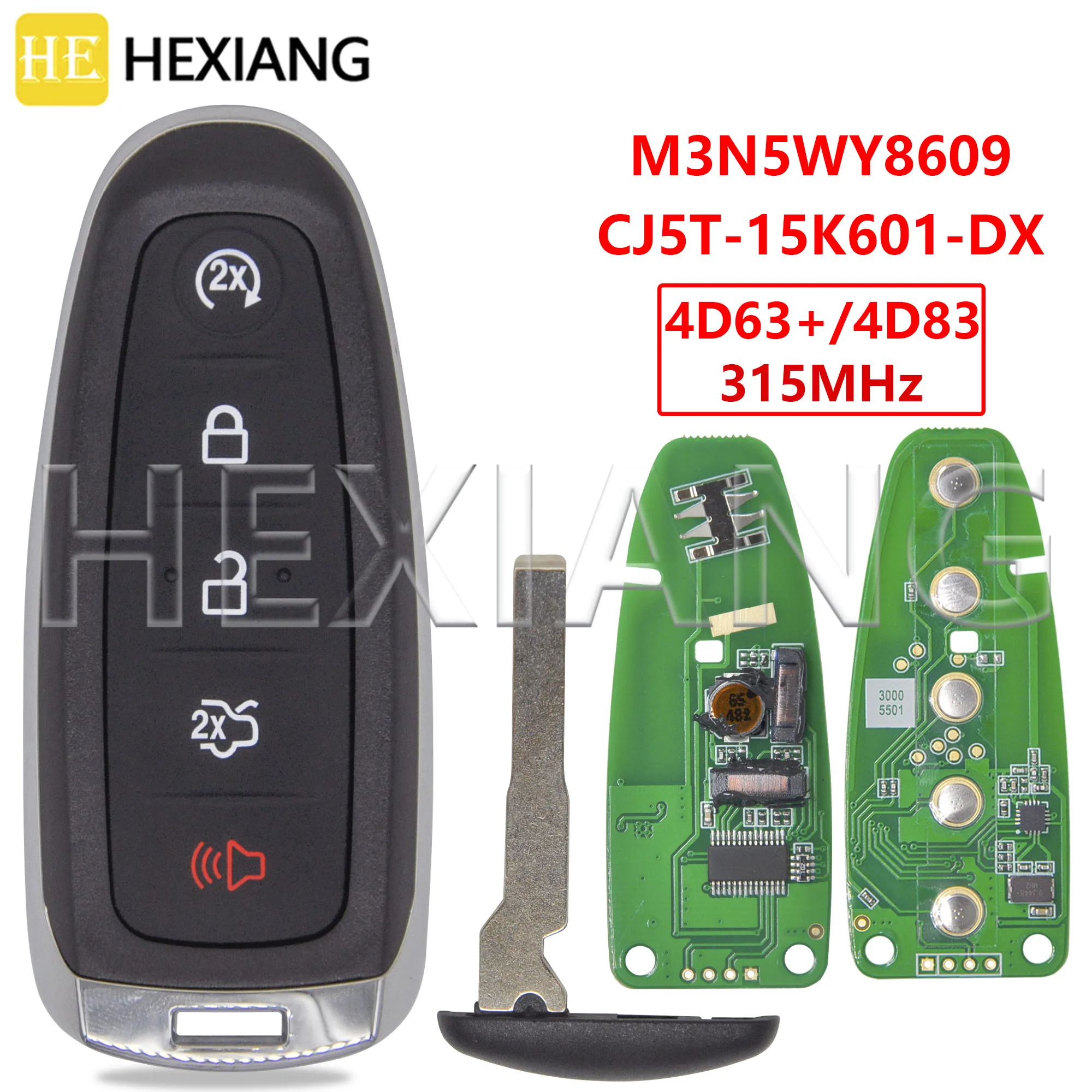 HE CJ5T-15K601-DX 4D63+/4D83 DST80 315MHz Keyless Go Car Remote Key M3N5WY8609 For Ford Escape Focus C-max Maverick 2013 - 2018