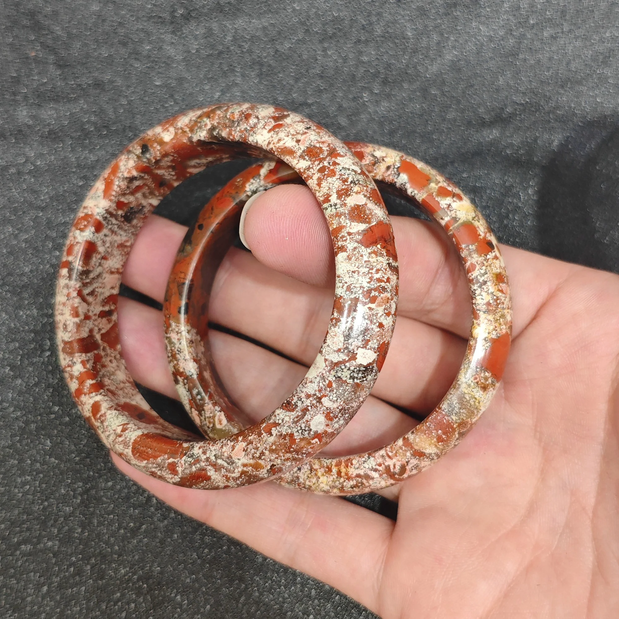 Natural Red Flower Jasper Bangle Bracelet Gemstone Smooth Bangle Red Brecciated Crystal Jewelry Present Supply 1 Piece