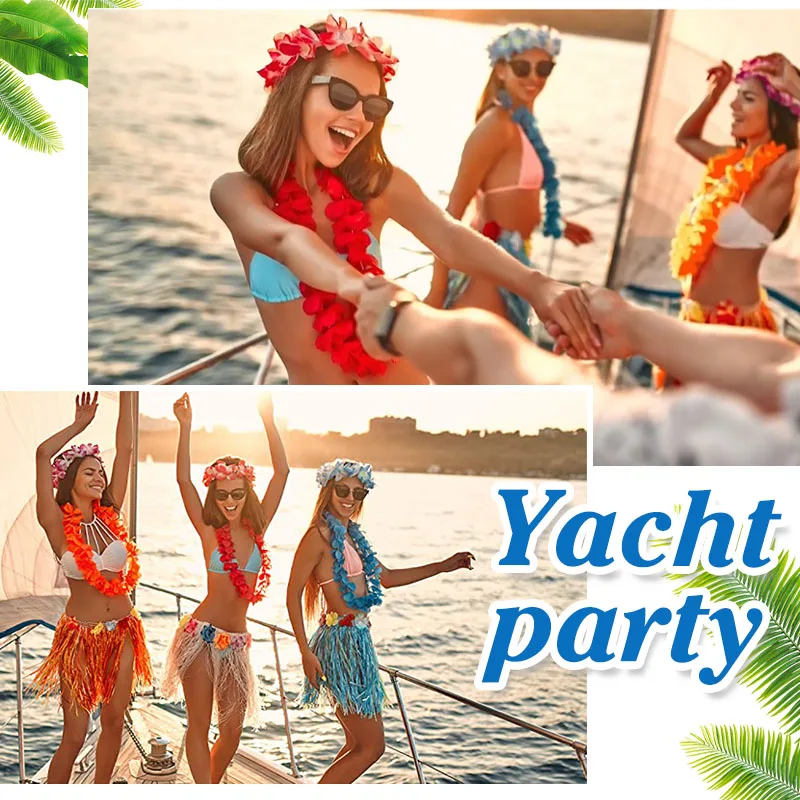 40-100Pcs Hawaiian Wreath Hawaiian Leis Beach Party Artificial Flowers Garland Tropical Hawaii Luau Necklace Wedding Decoration