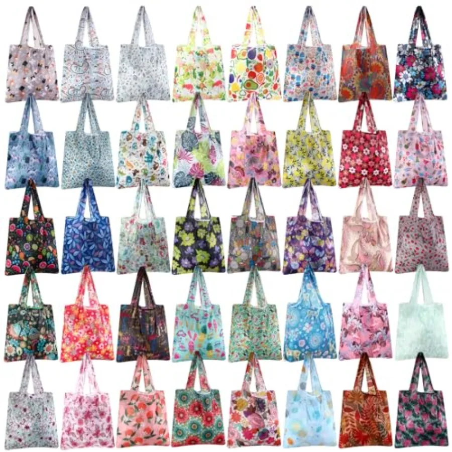 

Geyee 40 Pcs Grocery Reusable Shopping Bag Bulk Foldable Kitchen Waterproof Heavy Duty Tote Handle for Gift Party Purse