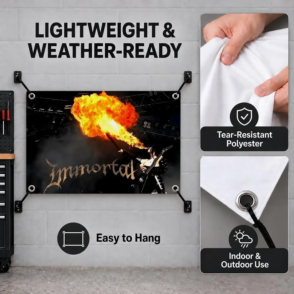 I-IMMORTAL Heavy Metal Rock Flags Bedroom House Living Room Dorm Outdoor Party Wall Hanging Background Banner Decor