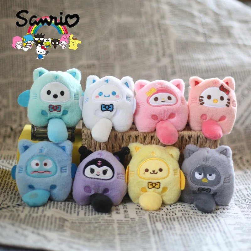 Sanrio Series Plush Cross-dressing Doll Cute Toy 10cm Kawaii Bag Decoration Key Pendant Children's Gift Grabbing Claw Machine