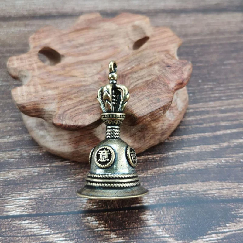 1PC Mini Antique Bell China's Mini Brass Copper Sculpture Pray Buddha Fengshui Bell Invitation Buddhism Chinese Guanyin Bell