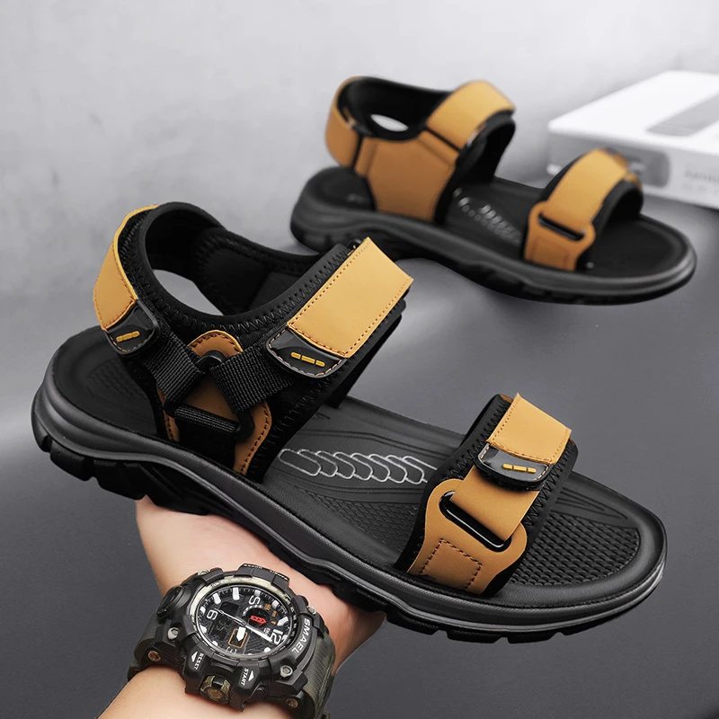 

Men Sandals New Summer Outdoor Beach Slippers Fashion Roman Style Shoes Low-Top Lightweight Antiskid Breathable Leisure Shoes