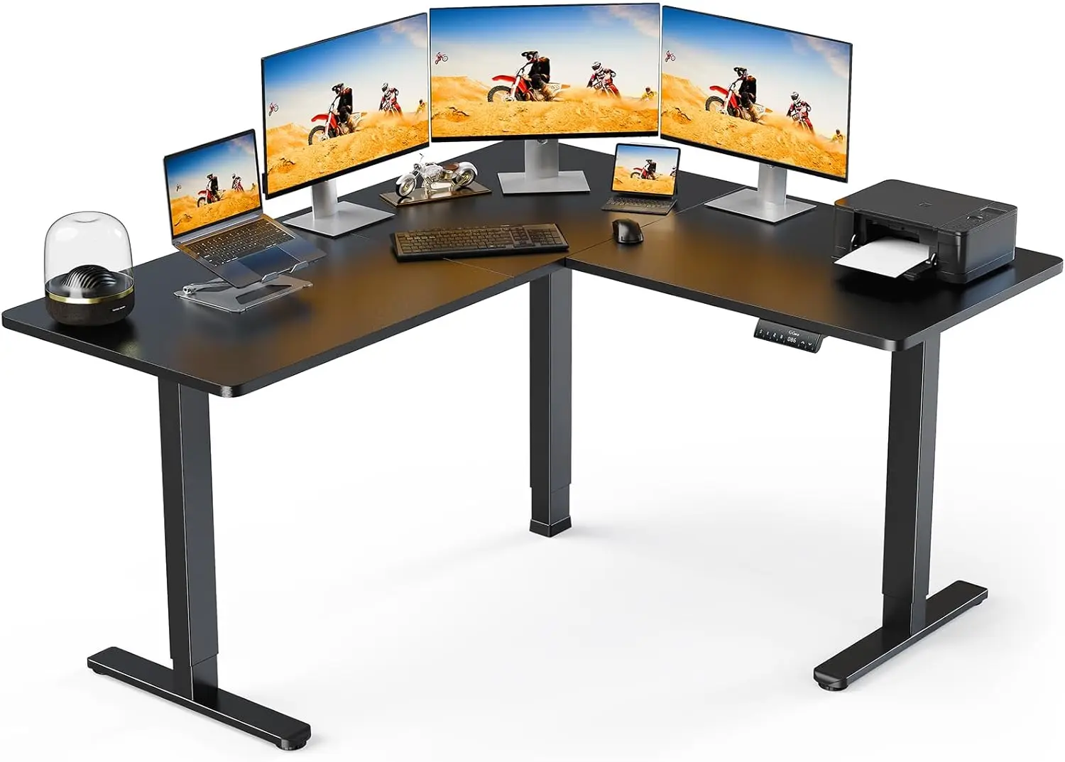 

ErGear 63" Dual Motor L Shaped Standing Gaming Desk 28"-46" Electric Height Adjustable 2 Assembly Options To Fit Room Corner