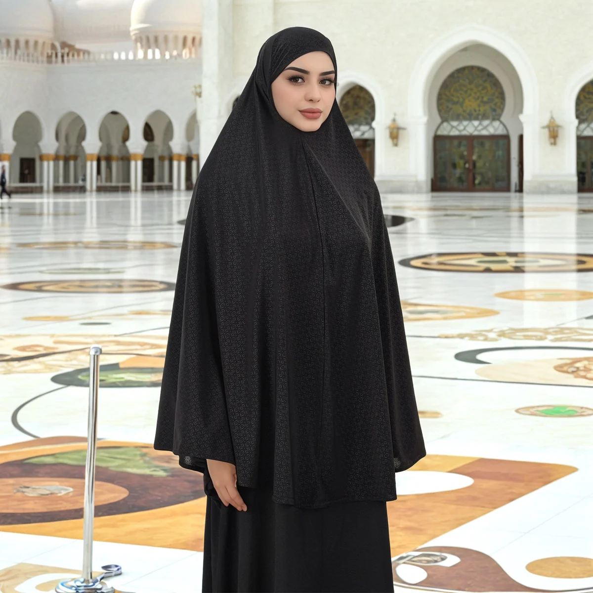 رمضان بيزلي مطبوعة الحجاب امرأة مسلمة وشاح فوري قبعة خيمار الإسلام جيرسي وشاح الرأس حجم كبير فام عمامة 131*130 سنتيمتر