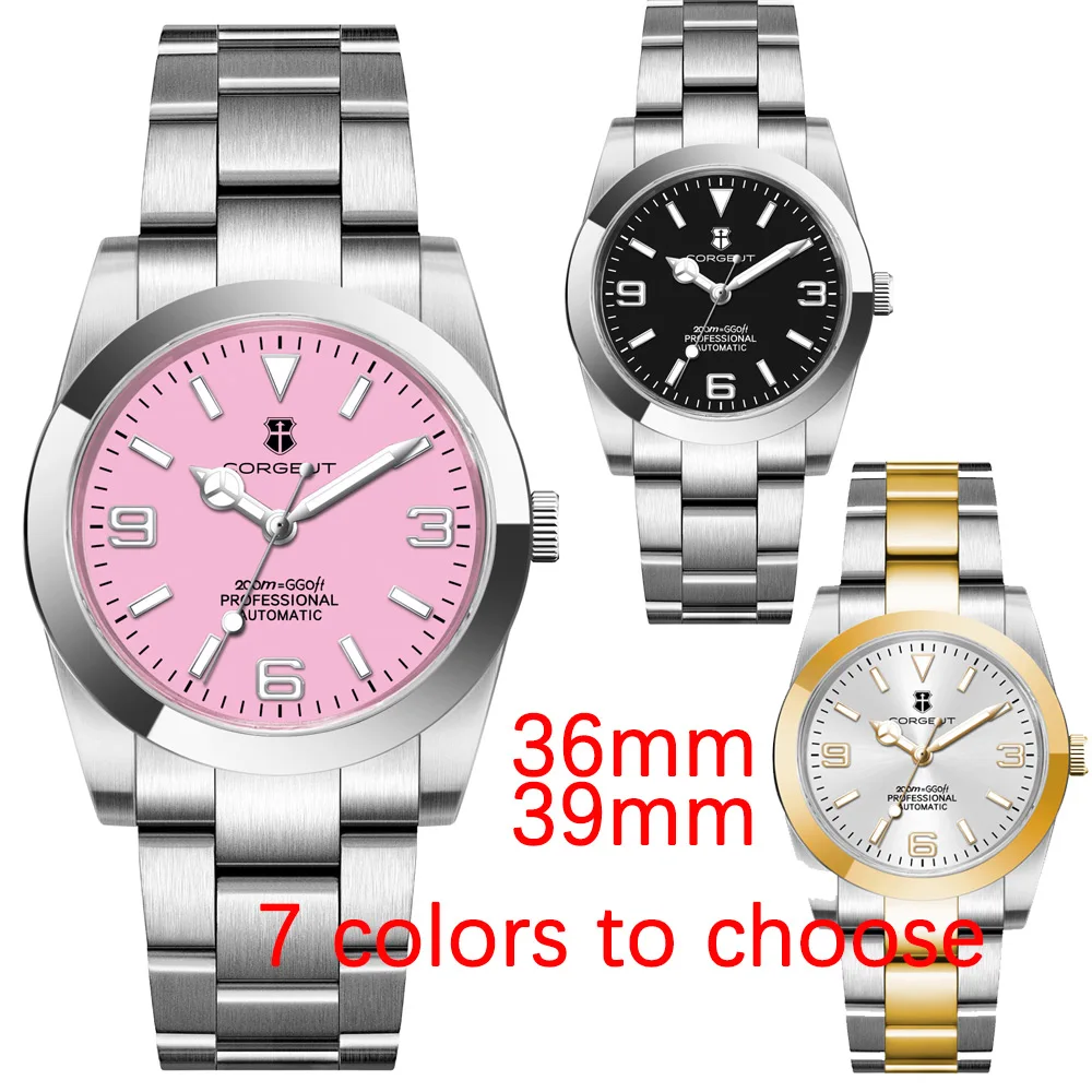 

36/39mm2023 New Design pink black dial Mechanical Wristwatches Luxury Corgeut 10BARS Sapphire NH35 Automatic Watch for Men Women