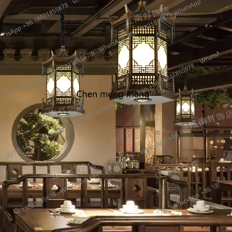 

Hot sales New Chinese chandelier restaurant tea room B & B gazebo eaves outdoor villa courtyard waterproof outdoor light