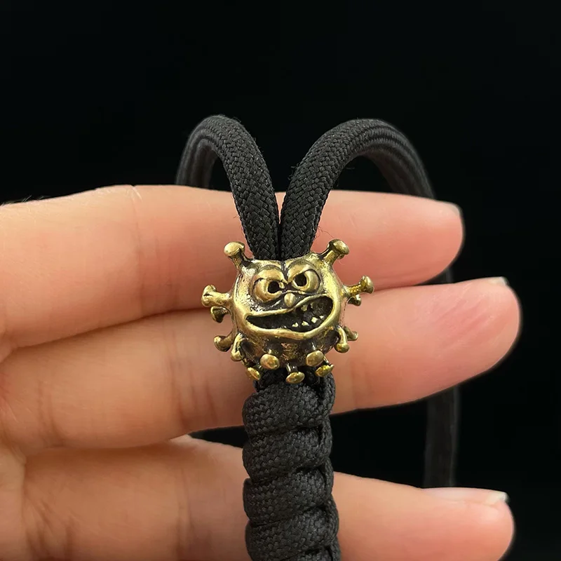 Cartoon Virus Models Brass Knife Beads DIY Paracord Charms Accessories Punk Rock Men EDC Outdoor Keychain Lanyard Pendants Decor