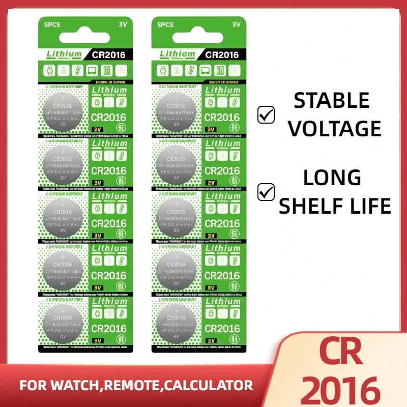 2-50PCS CR2016 Button Cell DL2016 ECR2016 BR2016 3V Lithium Battery Long ShelfLife For Watch Car Key Remote Computer Motherboard