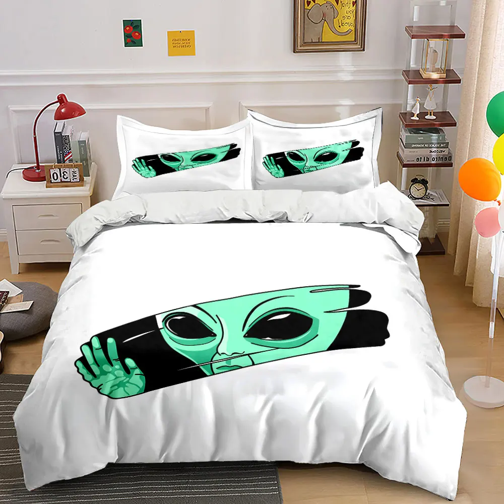 

Alien staring and reaching out Printed Duvet Cover Set 1 Duvet Cover+2 Pillowcase Multi Size Bedroom Bedding Decor Luxury gifts