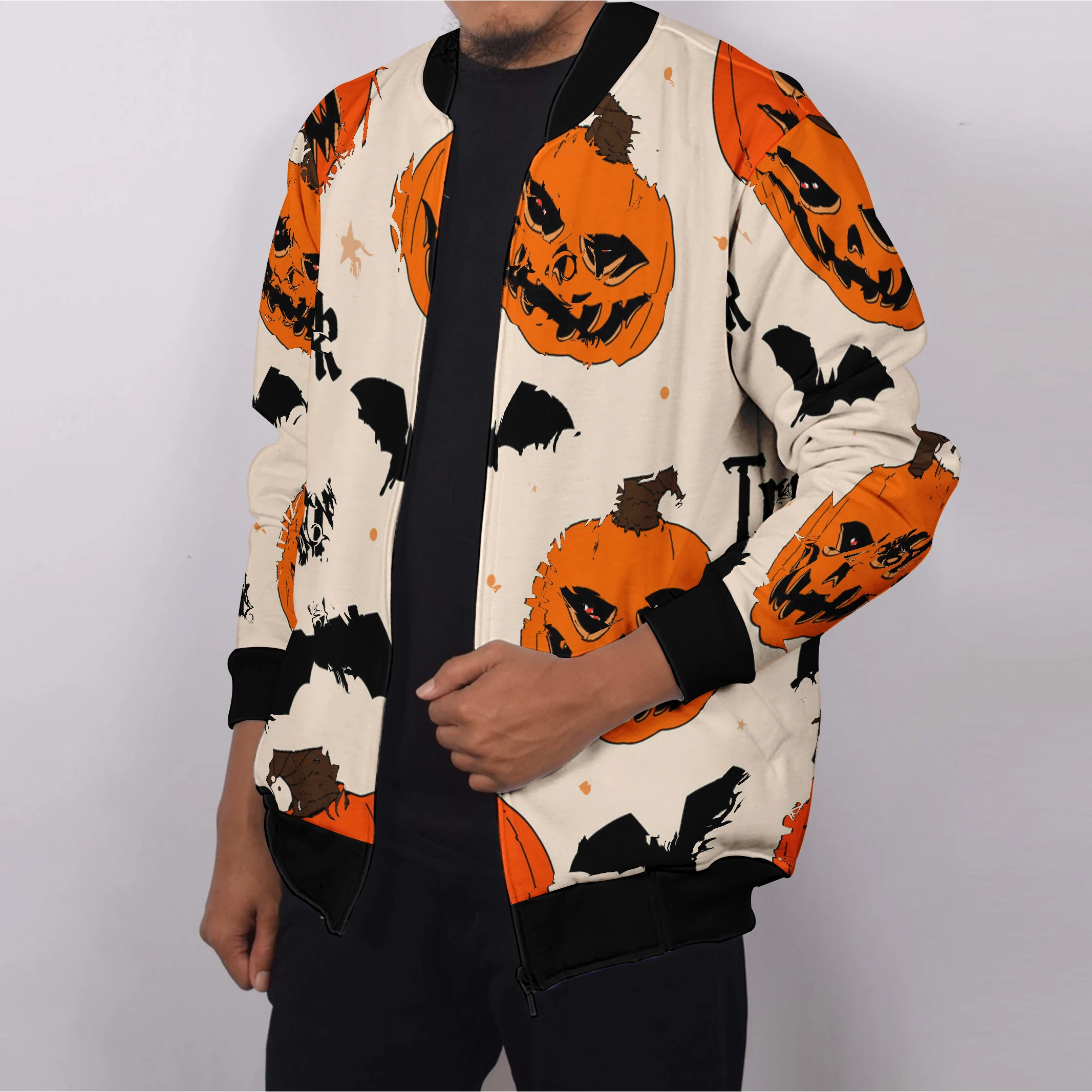 Halloween men\'s jacket autumn men\'s clothing 3D digital printing Halloween fashion all-match personality men\'s jacket top